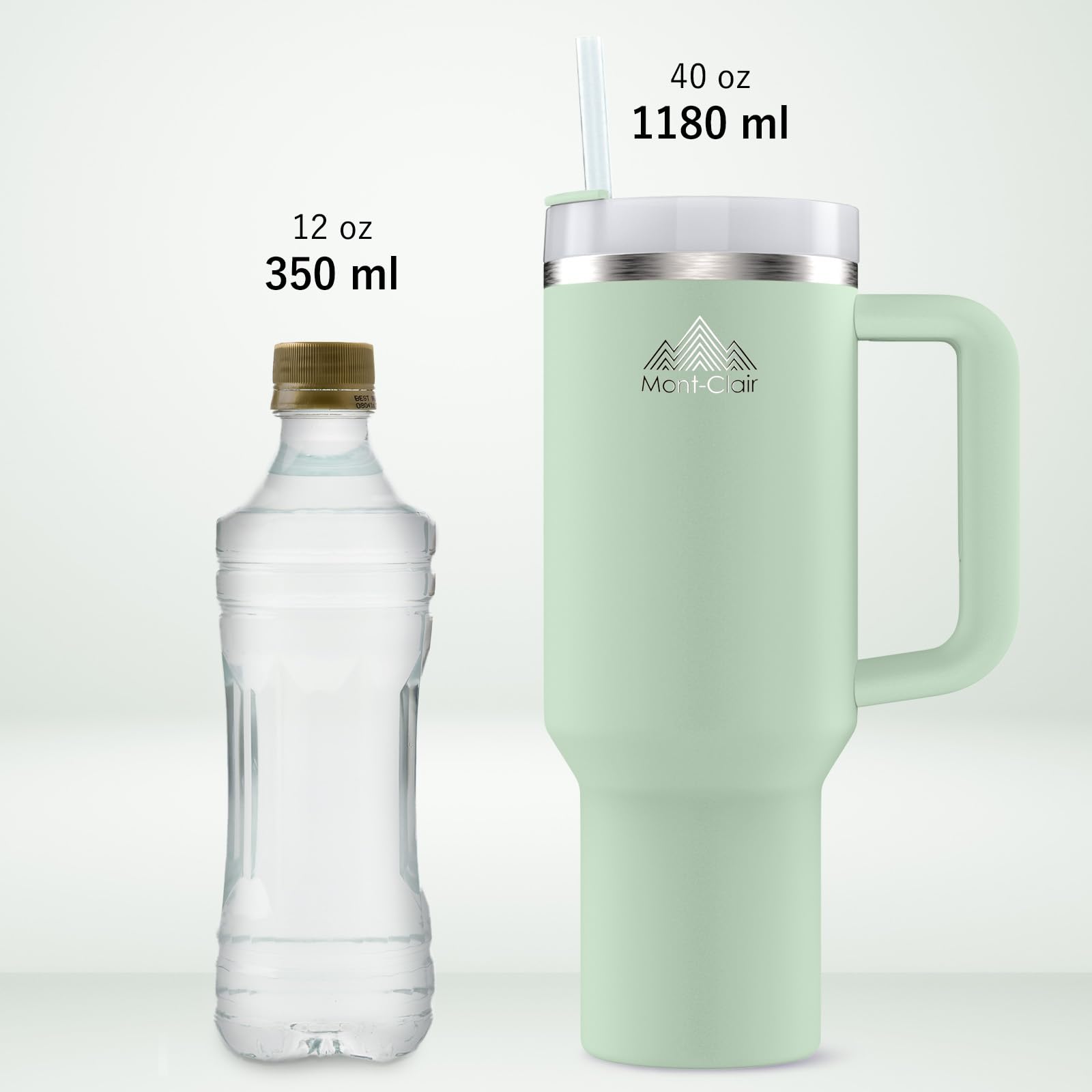 Mont-Clair 40oz Tumbler with Straw and Lid - Insulated Stainless Steel Travel Mug with Handle - Thermos Travel Mug for Hot & Cold Drinks - Cold or Hot for 10 hours - Iced for 48 hours - 1200ml 4