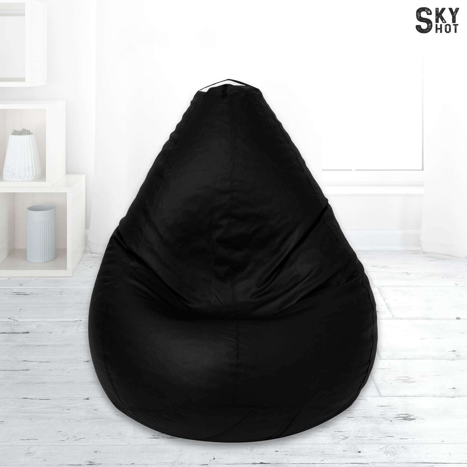 Skyshot Classic Bean Bag Filled with Beans/Fillers (XL, Black) 2
