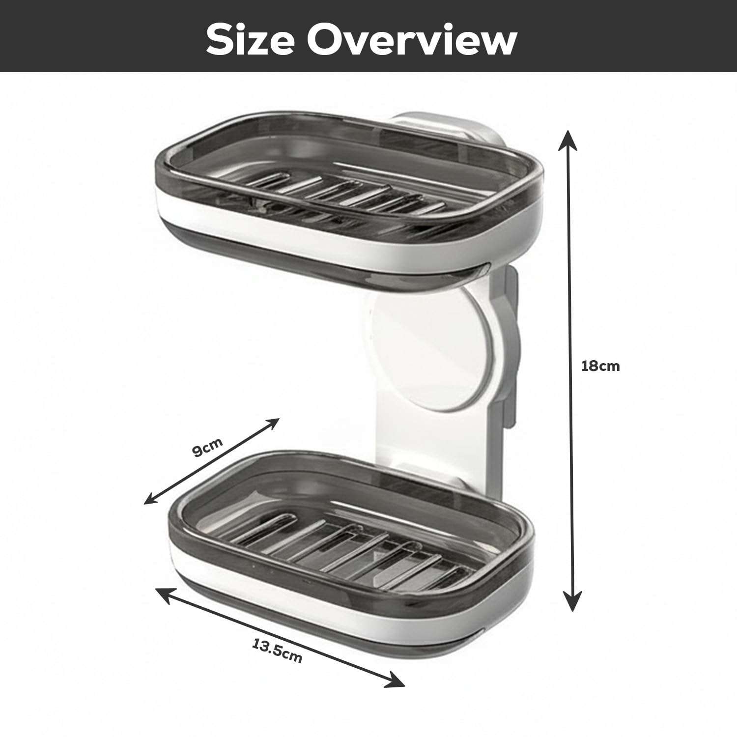 Tyzag Soap Holder for Bathroom, Soap Dish Holder, Soap Stand for Bathroom, Wall Mounted stickable self Adhesive Soap Case for Bathroom (White & Blue, Double Dish) 3