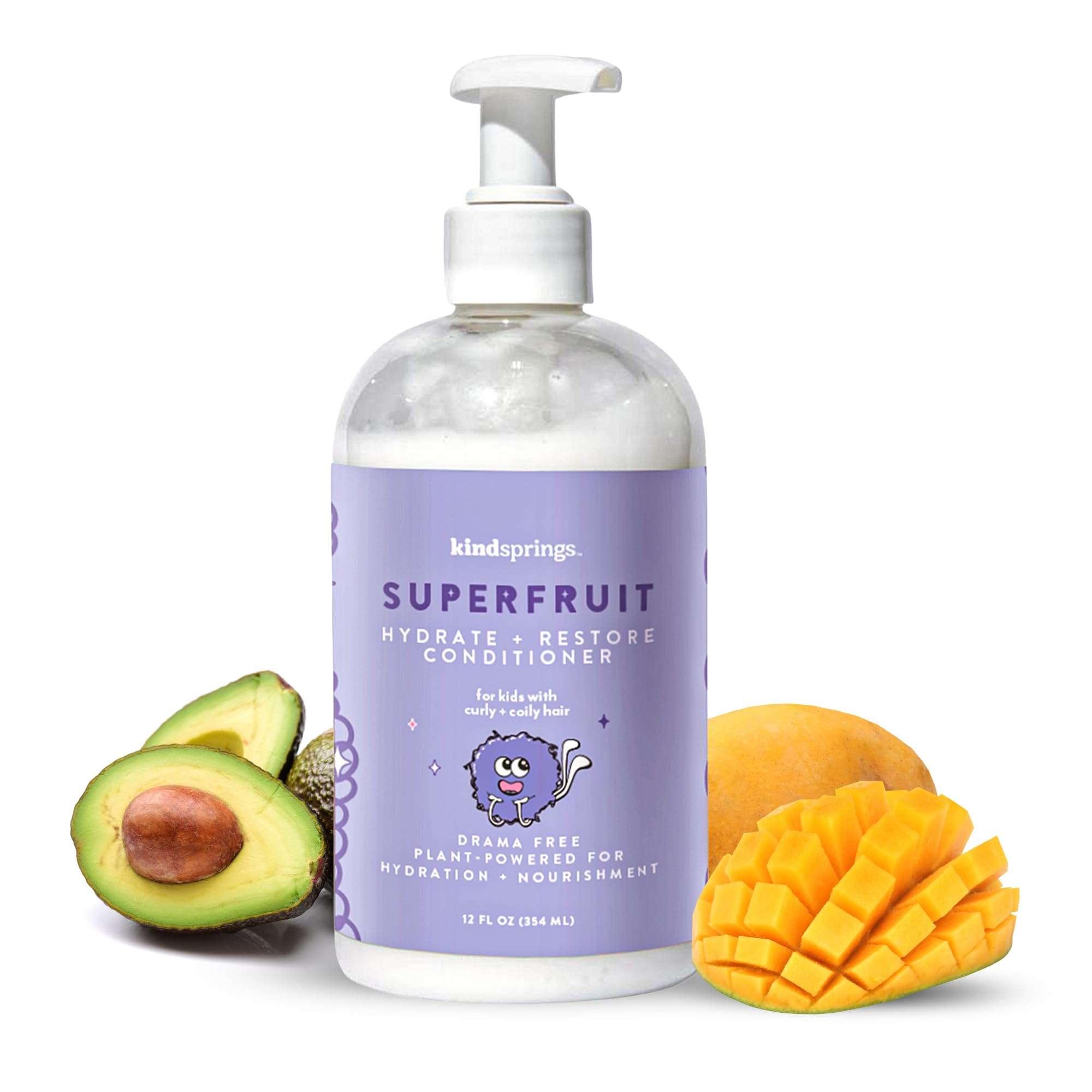 kindsprings Conditioner For Kids, Curly Hair. Ultra-Hydrating, Nourishing And Detangling Hydrate And Restore Conditioner. 12 Fl Oz 1