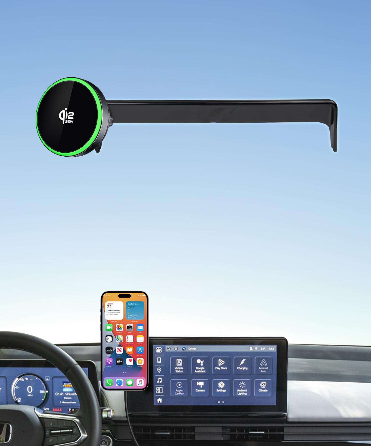 MaserWeller Qi2.2 Max 25W Fast Wireless Car Charger Phone Holder for 2024-2026 Honda Prologue/2024-2025 Acura ZDX 11.3-Inch Screen, Magnetic Phone Mount Compatible with MagSafe 1