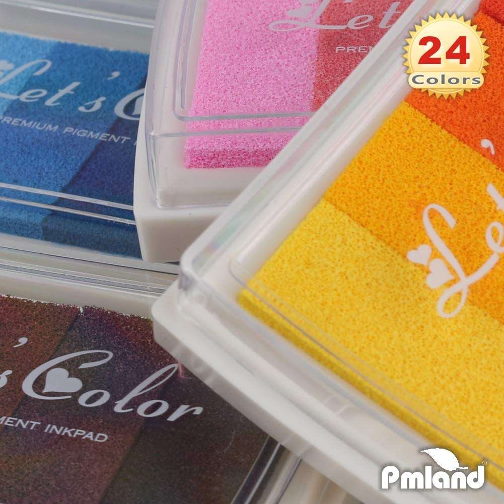 PMLAND Stamp Ink Pads for Craft, Stamp on Paper, Wood or Fabric, 24 Colors Assorted 4
