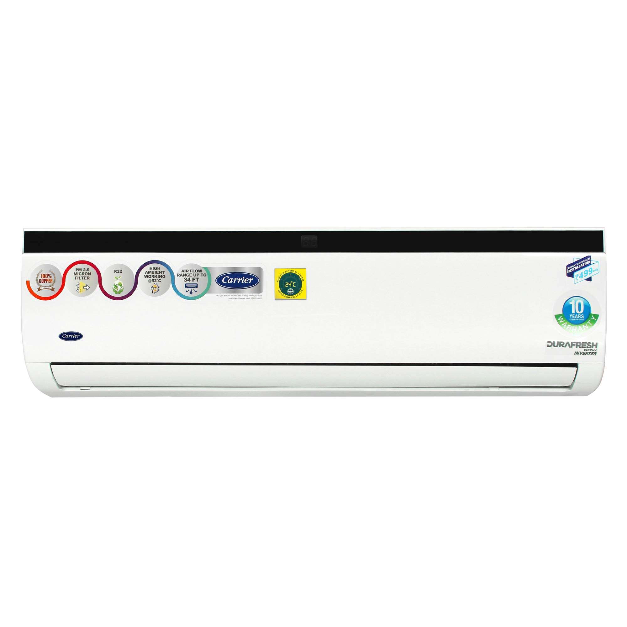 Carrier 1.5 Ton 3 Star Inverter Split AC (Durafresh Neo X, CAI18DN3R39F0, White) 1