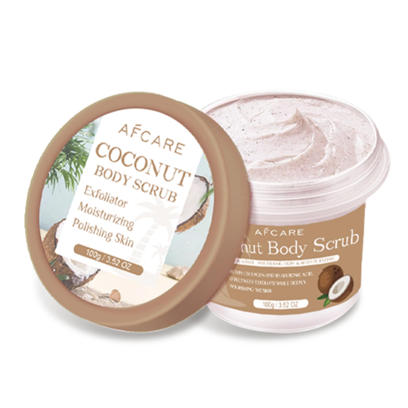 Coconut Body Scrub with Organic Coconut Oil - Deep Moisturizing and Exfoliating Body, Face, Hand, Foot Scrub - Fights Fine Lines, Wrinkles - Great Gifts for Women & Men - for All Skin Types 3.52 Fl Oz 1