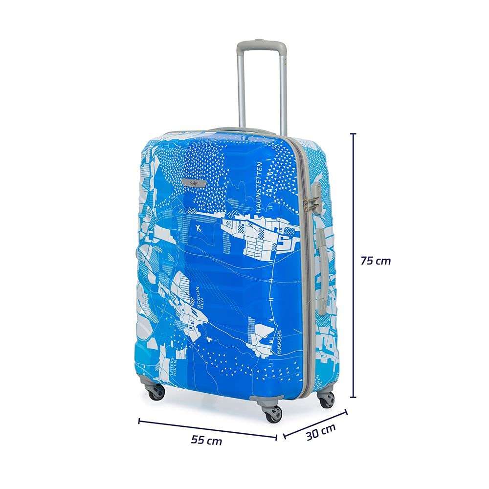 Skybags Trooper 75 Cms Large Check-In Polycarbonate Hardsided 4 Wheels Spinner Luggae/Speed_Wheel Suitcase/Trolley Bag- Blue And White 2