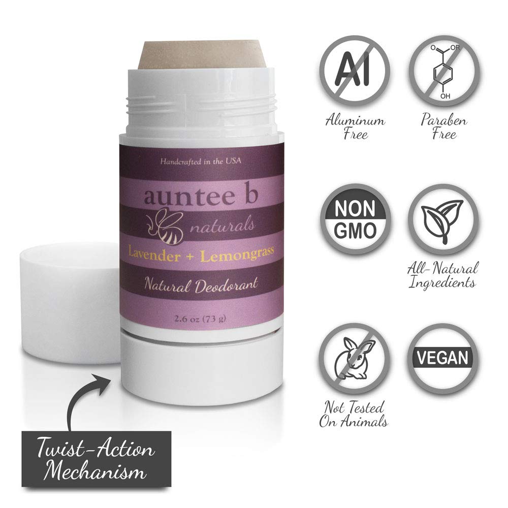 Natural Aluminum-Free Deodorant (Lavender/Lemongrass) by Auntee B Naturals | No Baking Soda | For Him and Her | No Phthalate or Parabens 2