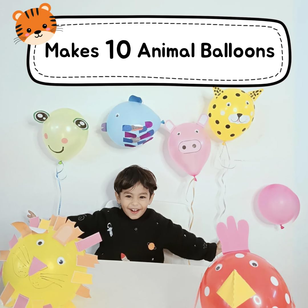 CocoMoco Kids DIY Art and Craft Kit for Kids, Make Your Own Animal Balloons Jungle Party Set, Gift for Girls and Boys, Age 3-8 Year Old, Create 10 Animal Balloons, Return Gift for Kids 3