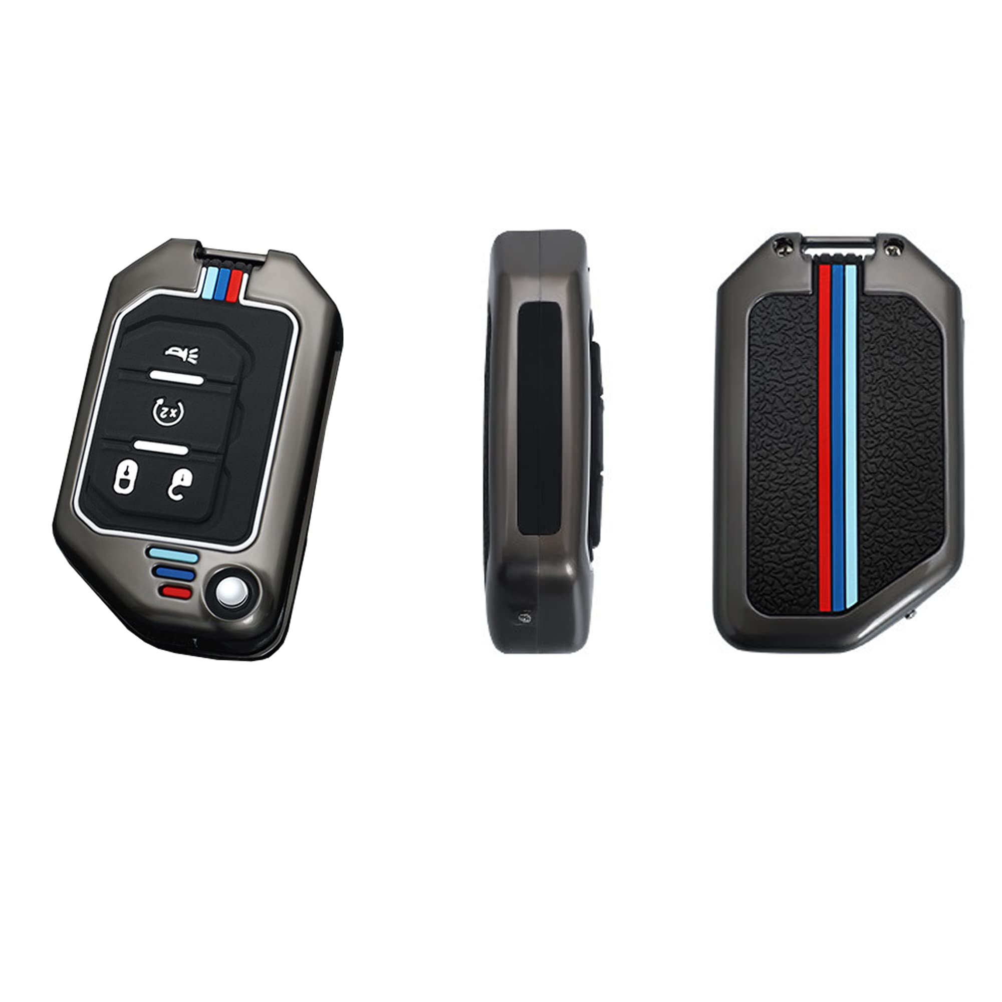 for Jeep Key Fob Cover Car Key Protection Shell with Keychain Fit for Jeep Gladiator JT Sahara JLU Jeep Wrangler JL JLU Rubicon 5