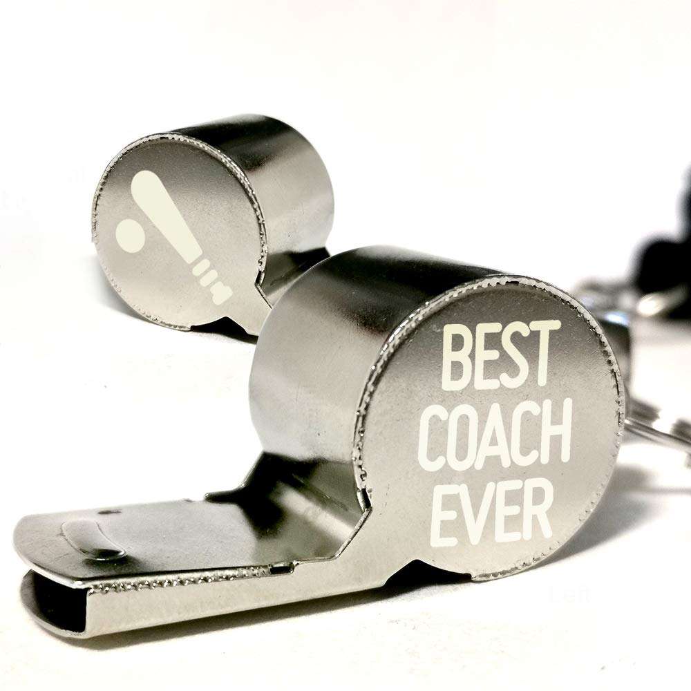 Blue Leaves Best Coach Ever-Baseball Coach Gifts,for Men Women Personalized Carved Gift for Coach,with Gift Box,Stainless Steel Whistle with Lanyard-Ideal for Coaches, Referees 1