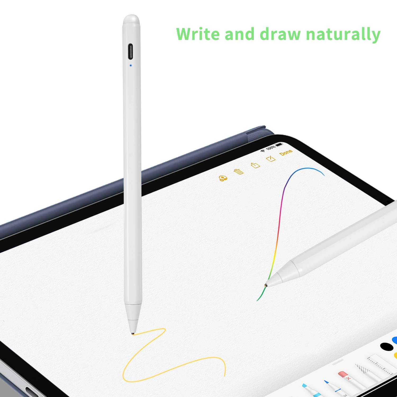 Electronic Stylus for iPad Pro 10.5" Pencil,Active Capacitive Pencil Compatible with Apple iPad Pro 10.5-inch Stylus Pens,Good on Drawing and Writing Type-C Rechargeable Pen, White 4