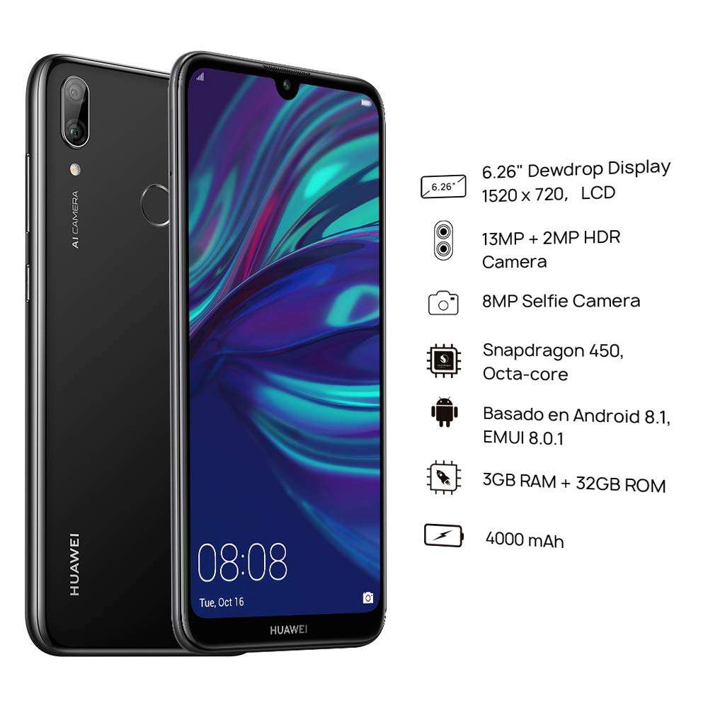 Huawei Y7 2019 Dub-LX3 32GB Unlocked GSM LTE Android Phone w/Dual 13MP+2MP Camera - Midnight Black 2
