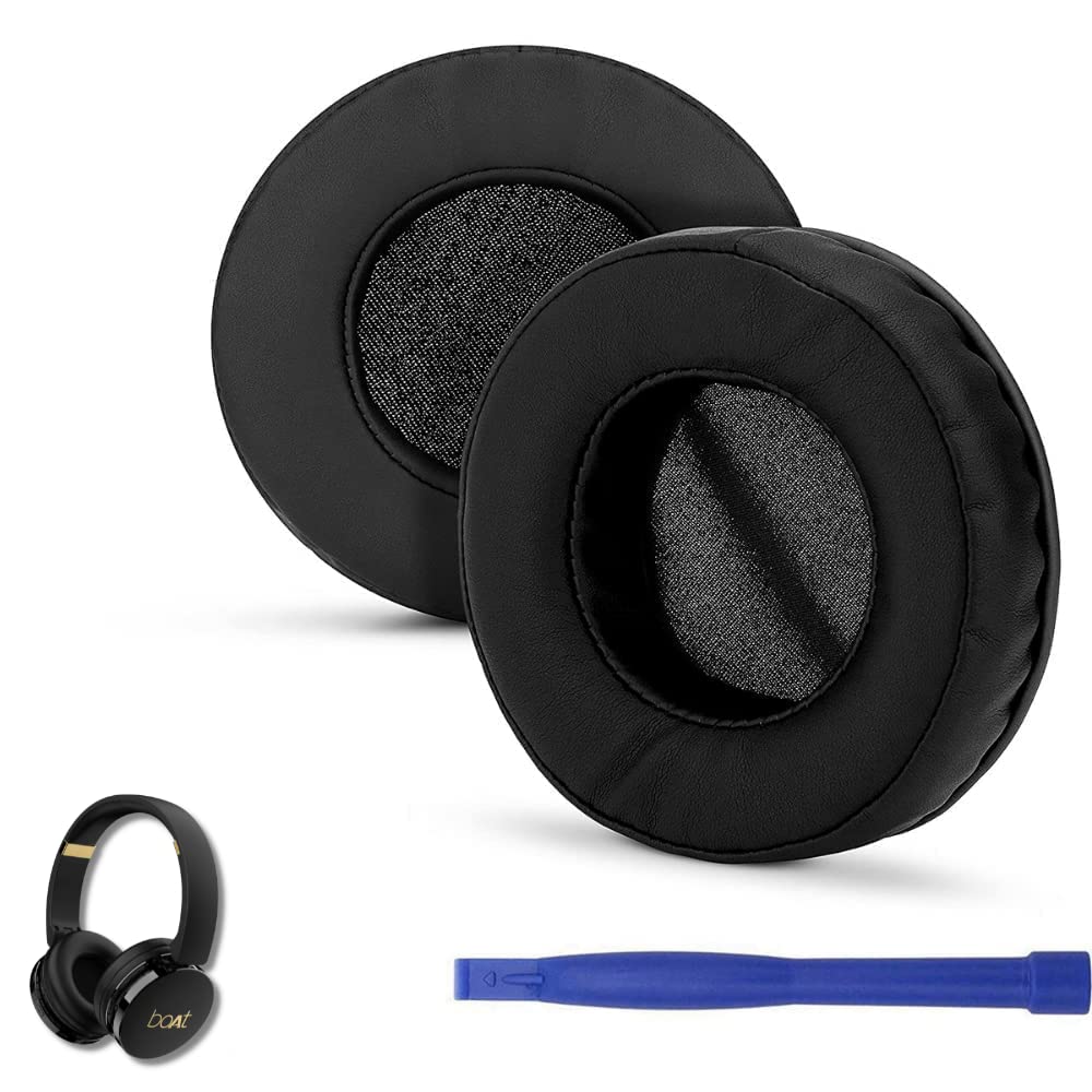 Crysendo Headphone Cushion Pad for Boat Rockerz 450 & 450 Pro | 80mm Replacement Headset Ear Cushion Pads | Protein Leather & Memory Foam Headphone Ear Cushion Cover Earpads (Black) 1