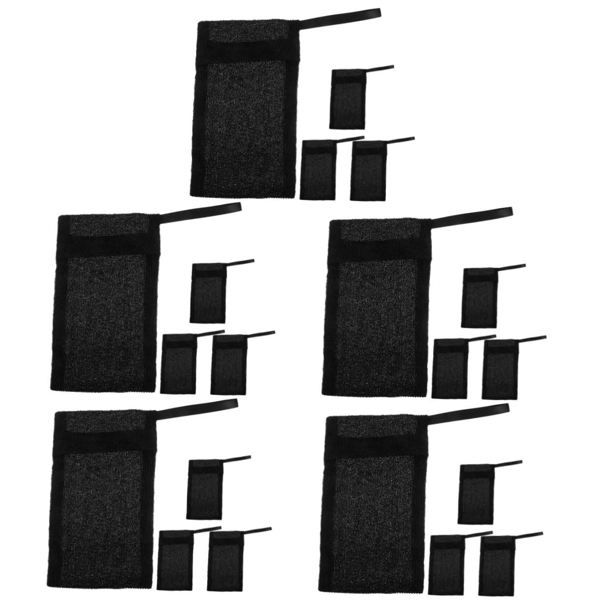 FRCOLOR 20 Pcs Soap Foaming Mesh Bag Drawstring Soap Pouch Dish Soap Dispenser Self Draining Shower Bar Soap Foaming Net Travel Soap Container Exfoliating Soap Net Sponge Nylon Fiber Black 1