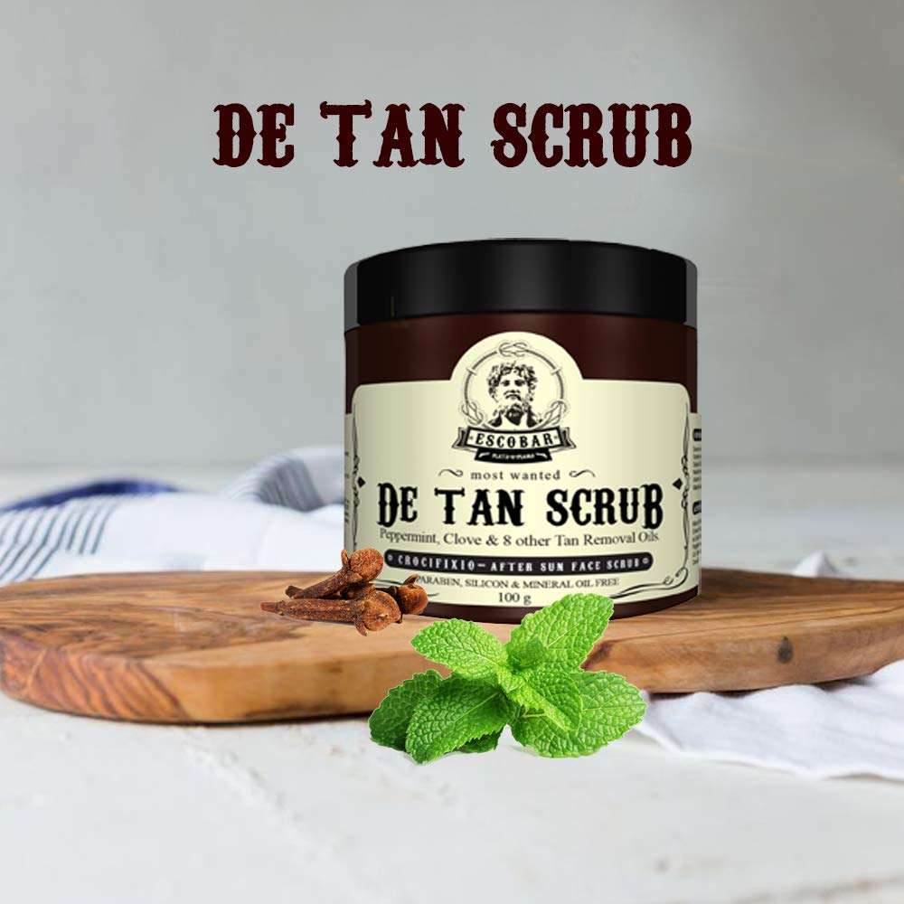 Escobar De Tan Face Scrub & Beard Wax For Remove Blackheads, Pimple, Beard Make Shine, Men, 200gm Each, Pack of 2 2