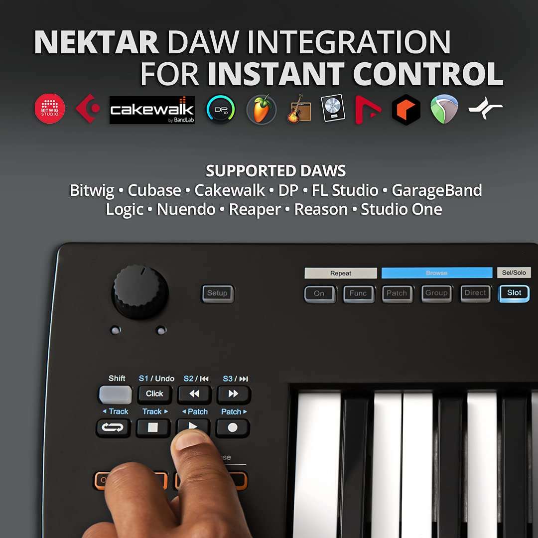 Nektar Impact GXP88 Full-Sized Semi-Weighted USB Midi Keyboard Controller with Velocity and Aftertouch, Nektar Deep DAW Integration and Free Professional Recording Software Bundle 5