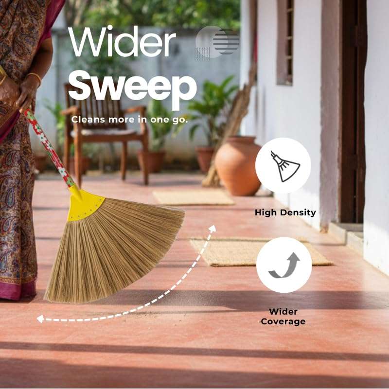 Burma Broom, Less Dust, Wooden Broomstick Jhadu for Home Cleaning with Long Handle (1) 4