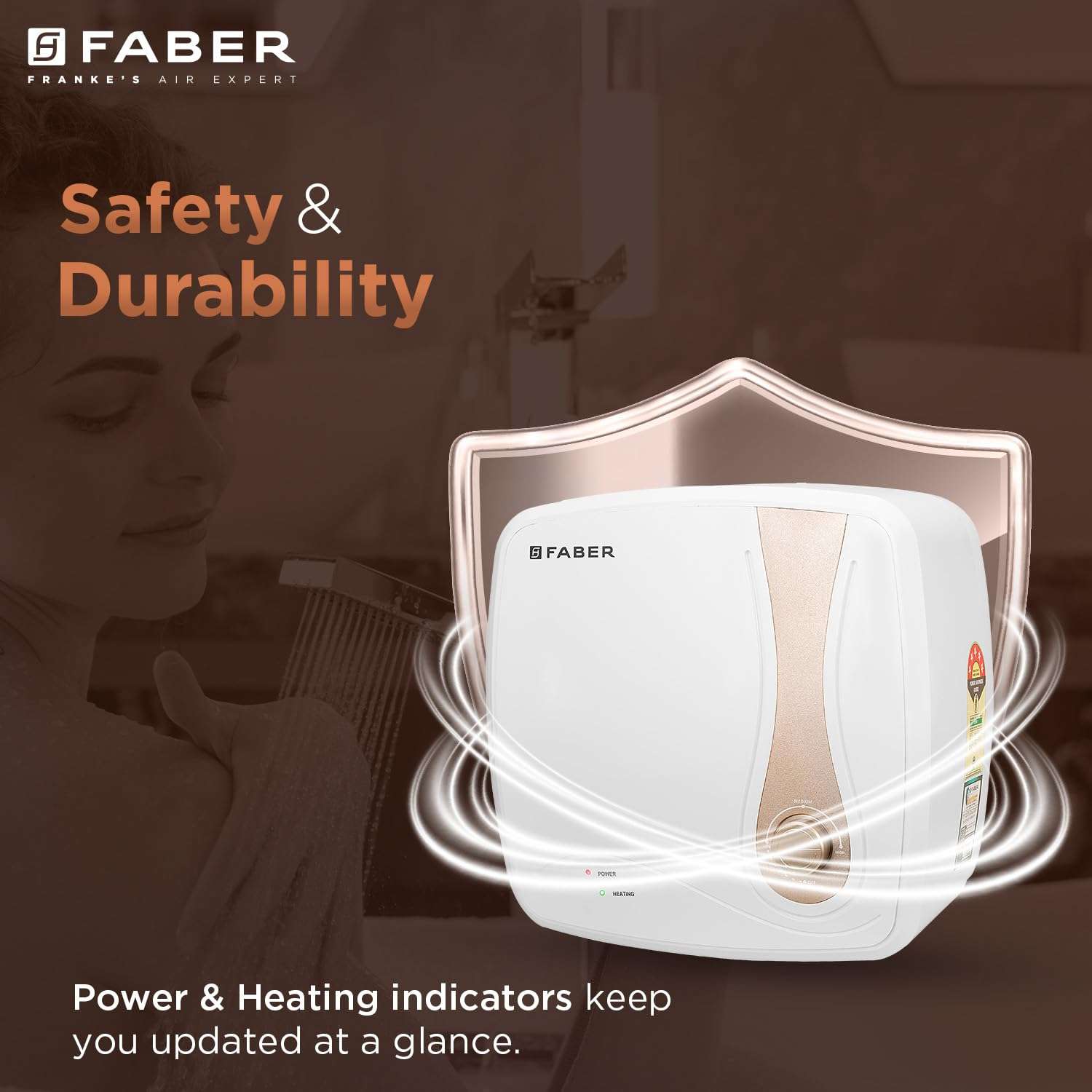 Faber Helios 15L Storage Water Heater | 5★ BEE | Auto Cutout | Warranty:5Y Tank,2Y Element & Product|8 Bar| Glassline Coating | Anti-Leak | PP Body | 2000W (15L) 6