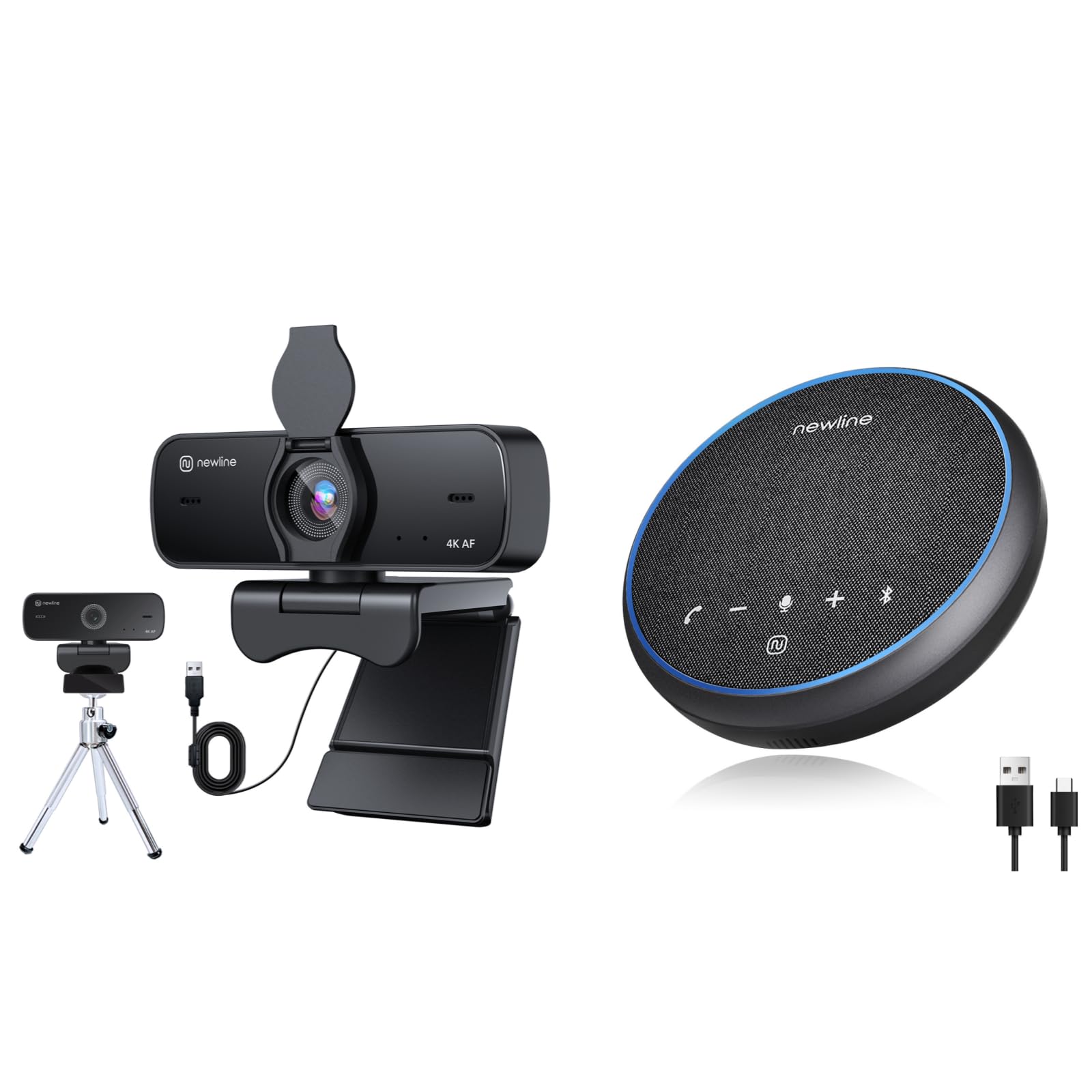 N newline 4K HD PC Webcam-NewEye 60 & Conference Speaker & Bluetooth Microphone,360° Voice Pickup, AI Noise Reduction-Newpie 1