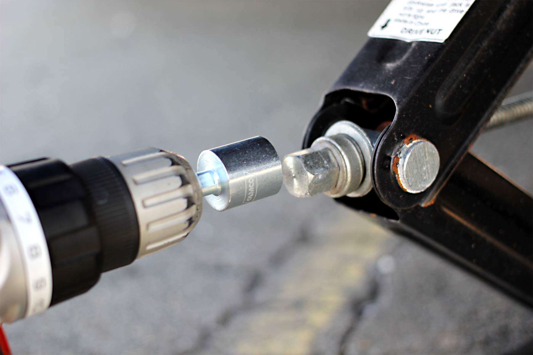 Camco RV Leveling Scissor Jack Socket Drill Adapter, Fits 3/8" and 1/2" Power Drills, Works with All 3/4" Hex Drive Jacks 6