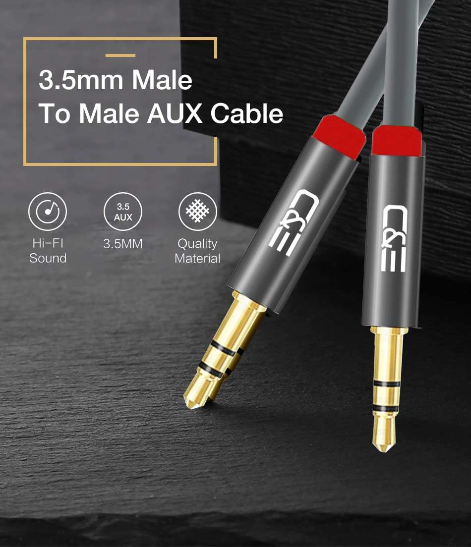 C&E CNE721699 1.5 FT(0.4 M) 3.5mm Aux Male to Male Extension Stereo Audio Cable Grey Compatible for iPhone, iPad or Smartphones, Tablets, Media Players 2