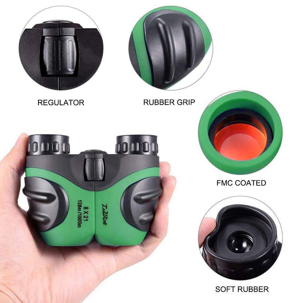 Luwint 8 X 21 Kids Binoculars, Mini Compact and Image Stabilized, Green 4