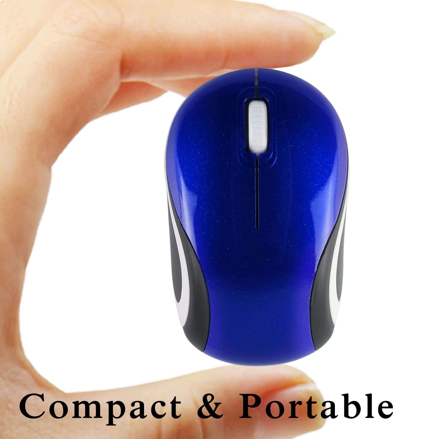 Wireless Mouse Cute Mini Computer Mouse for Laptop-Small Size Pocket Portable Compact Travel USB Optical Mice 3 Buttons 1000 DPI Cordless Mouse for PC Computer Notebook MacBook Kids Girl Gift(Blue) 5