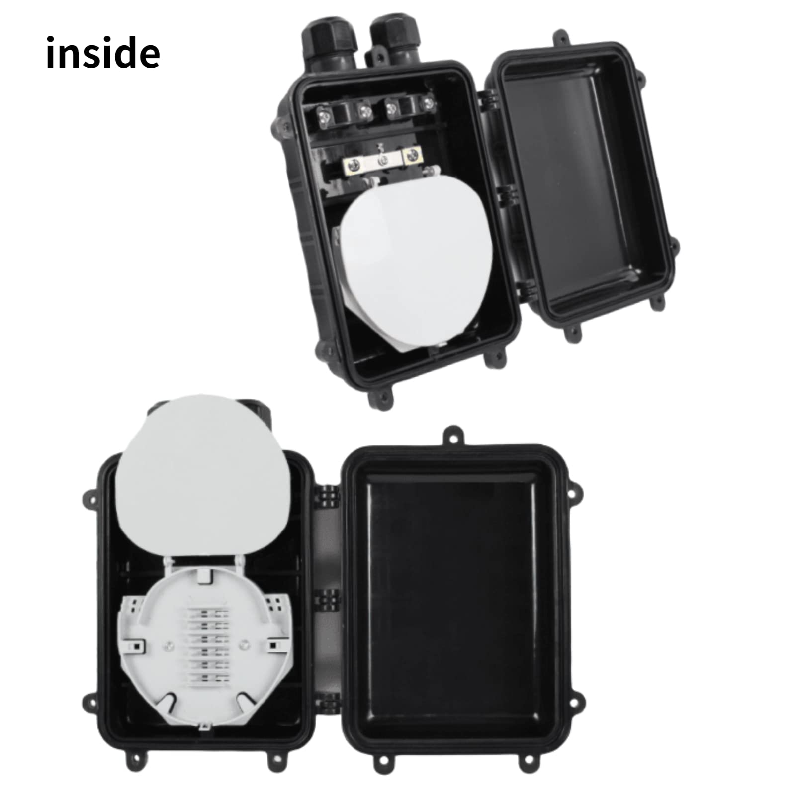 Fiber Termination Box, 1 in 1 Out Horizontal Fiber Optic Splice Enclosure IP68 Fiber Cable Connection Box(24 core) 4