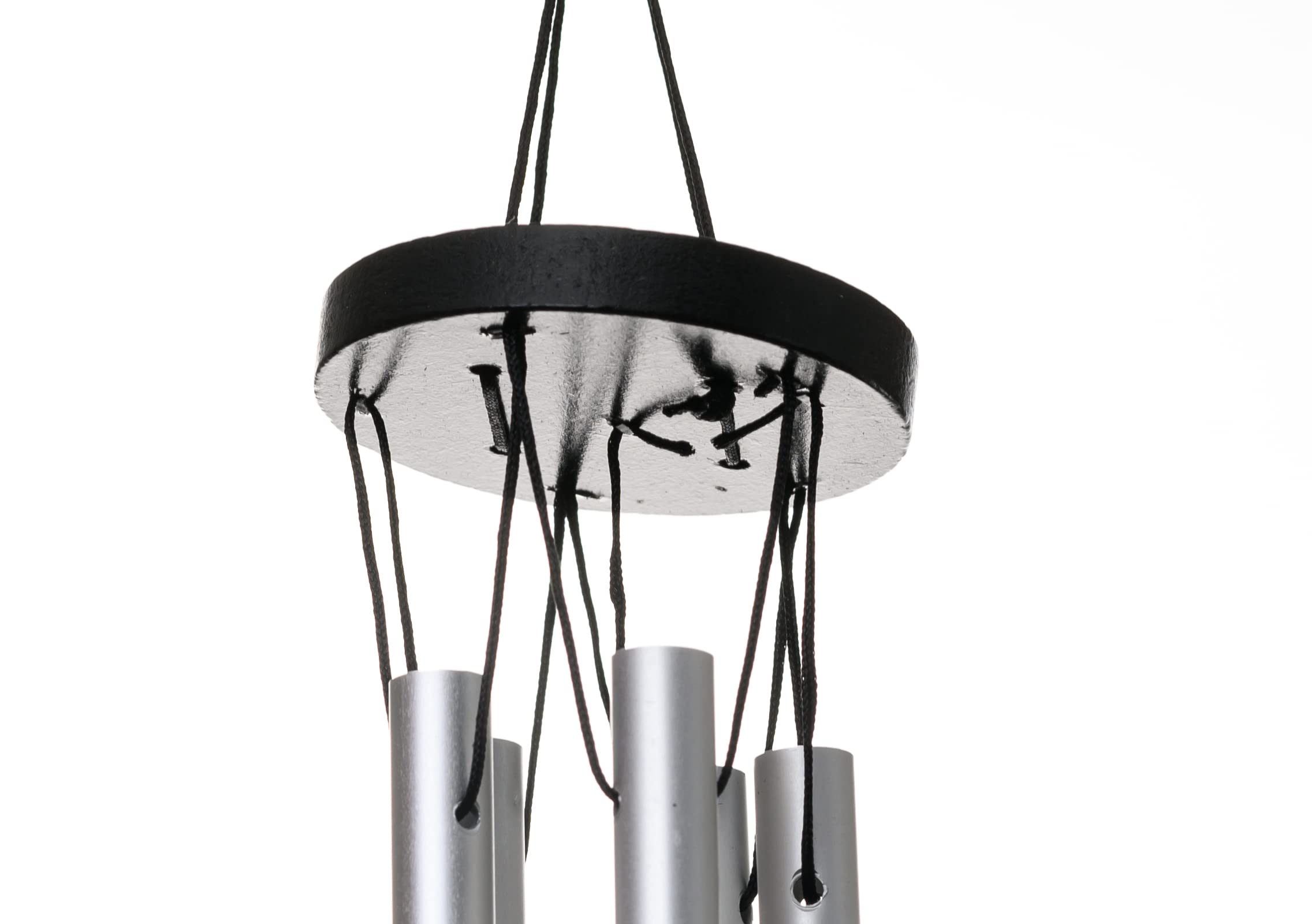 Tej Gifts Feng Shui Om Printed Metal Wind Chime with 5 Silver Pipes for Positive Energy, Decorative Outdoor/Indoor Hanging Bells, Good Luck Chimes for Home/Balcony Decoration (Silver) 4