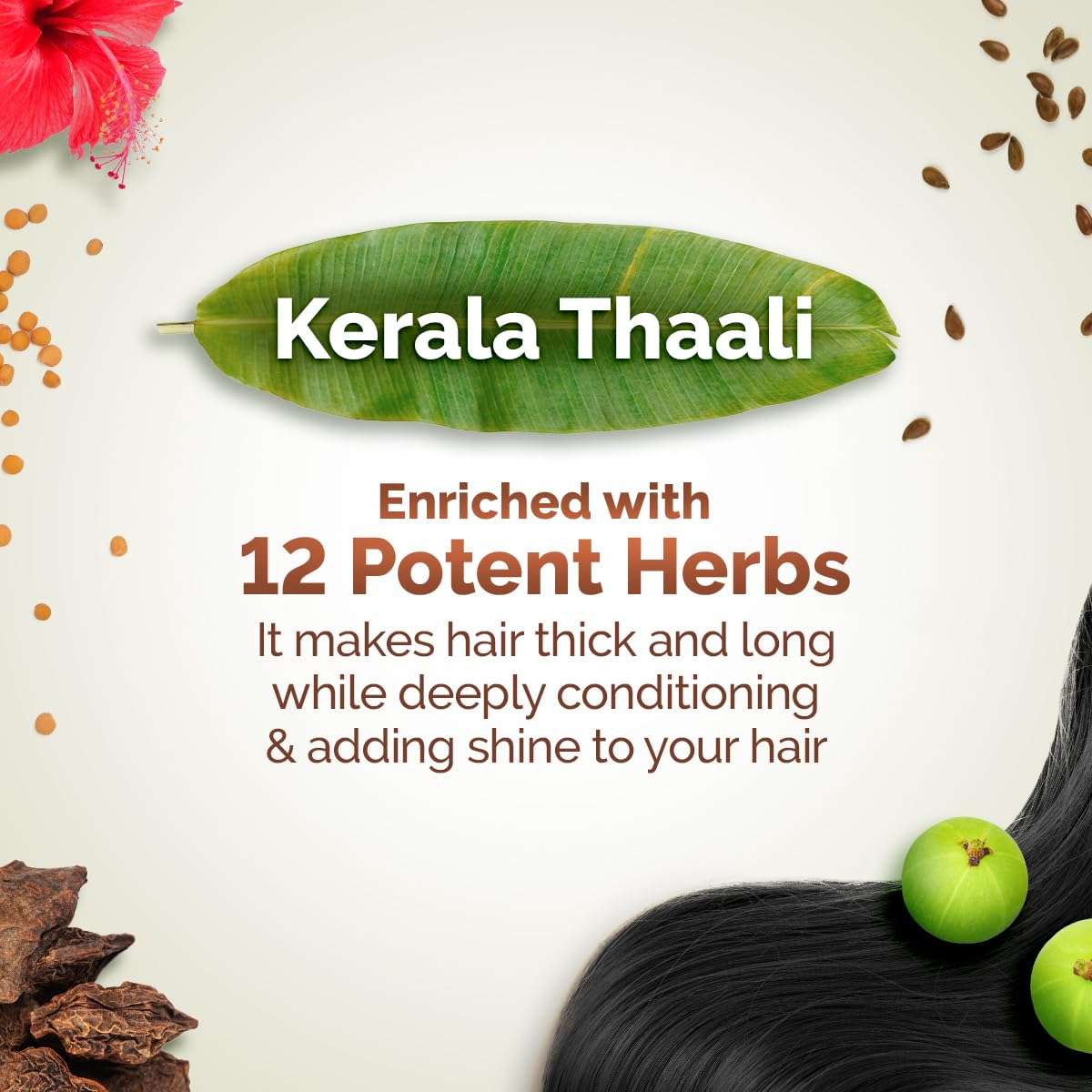 Mamaearth Kerala Thaali Cleansing Hair Mask for Thick & Long Hair with Hibiscus, Shikakai, Amla, Flaxseed- 200g | Ready To Use Thali | Gently Cleanses | Adds Shine | 100% Natural Herbs |12 Potent Herbs 4