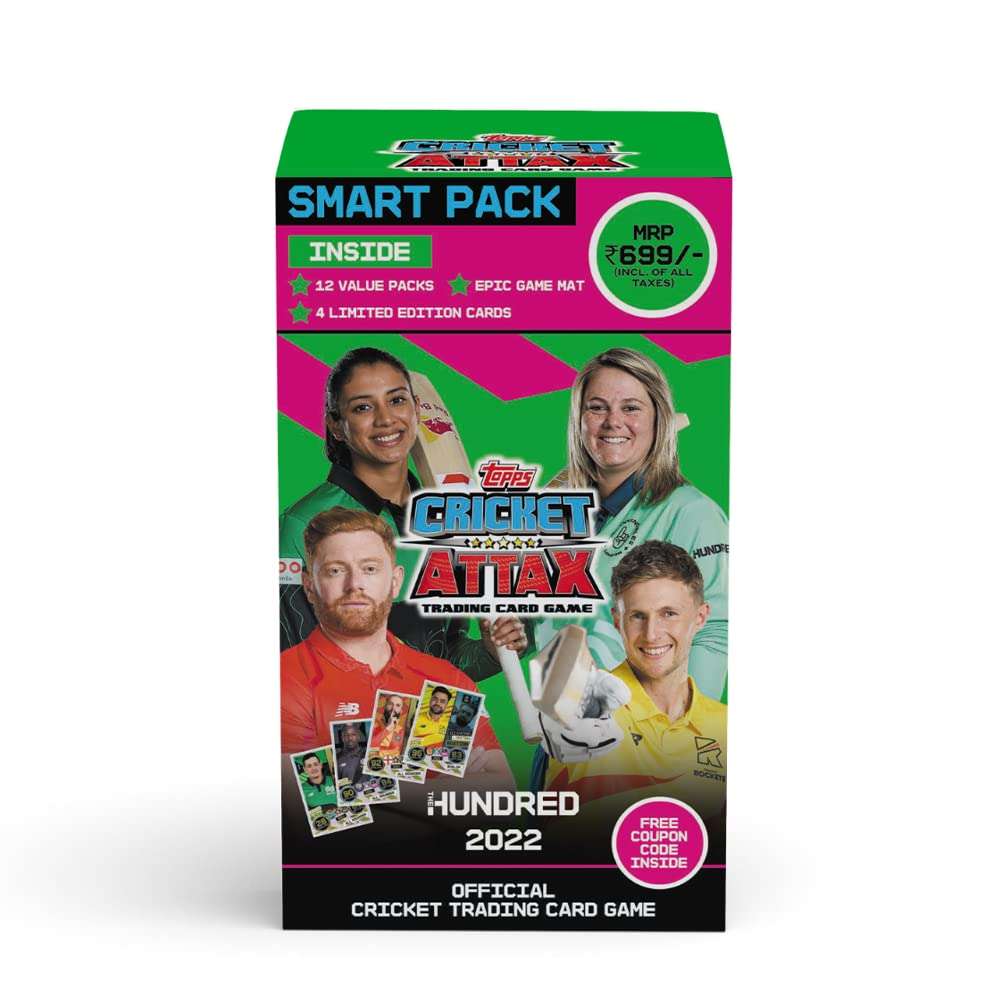 Topps Cricket Attax 2022 - Trading and collectable top Rated Card Game - Smart Pack 1