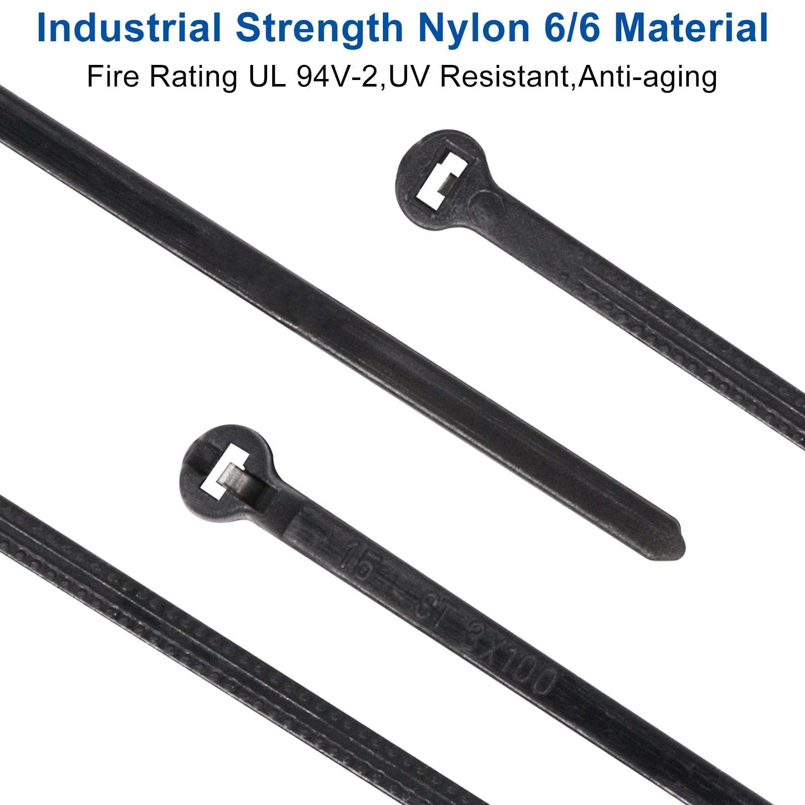 300pcs Push Mount Zip Ties, 4" Cable Zip Tie with Stainless Steel Metal Tooth Locking Device, Self Locking Straps Heavy Duty Nylon Zip Tie Clips for Industry, Auto, Construction, Electronic (4inch) 5