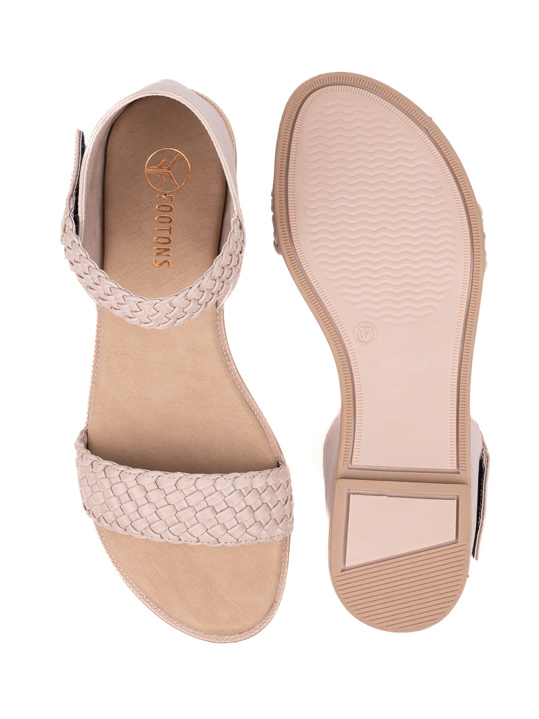 Footons Women's Comfortable Stylish Designer Daily/Casual/Office/Ethinic Sandals for Women Beige 5