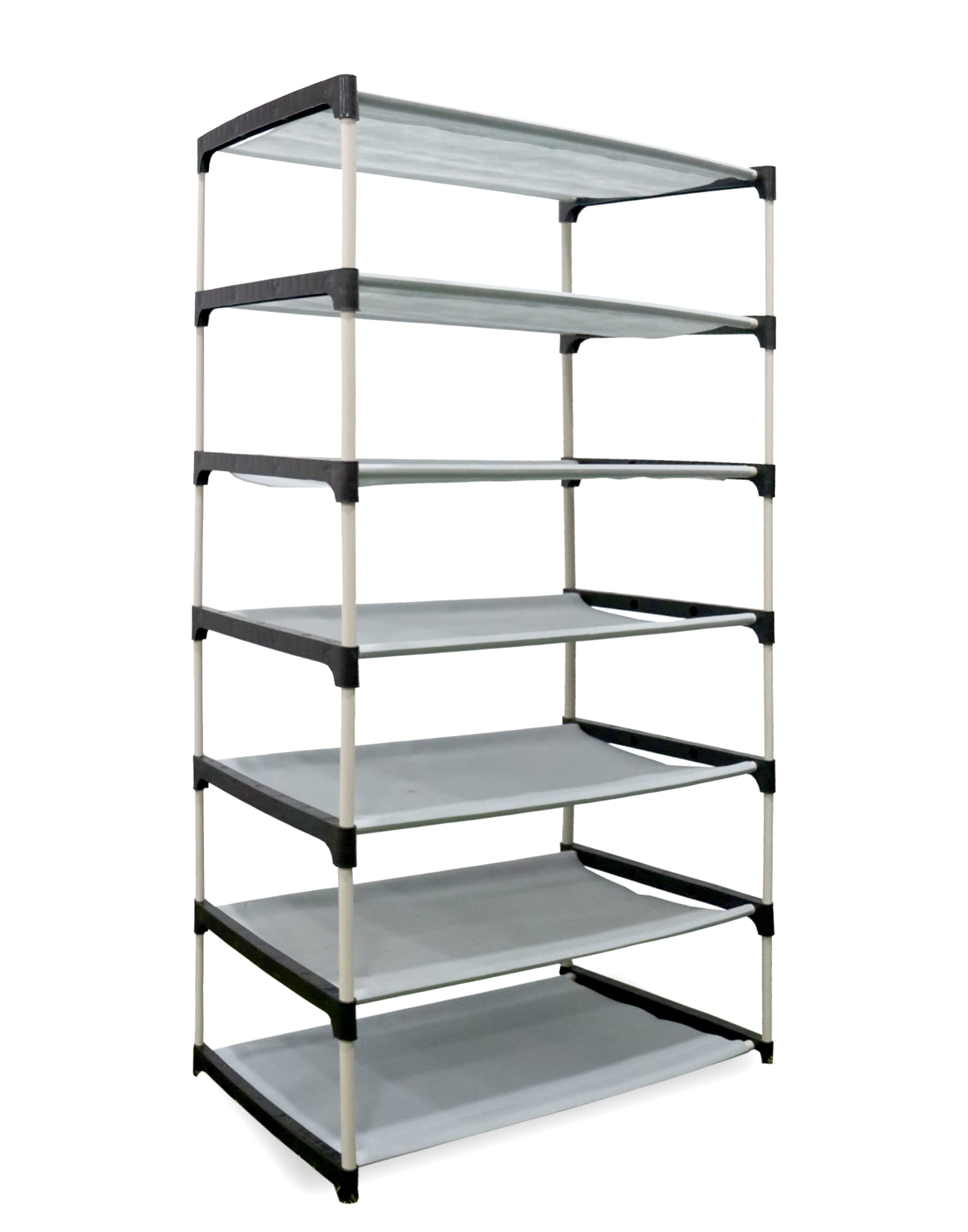 AYSIS Multipurpose Portable Folding Shoes Rack 6 Tiers Multi-Purpose Shoe Storage Organizer Cabinet Tower with Iron and Nonwoven Fabric with Zippered Dustproof Cover (6_Grey)(Shoes Rack for Home) 4