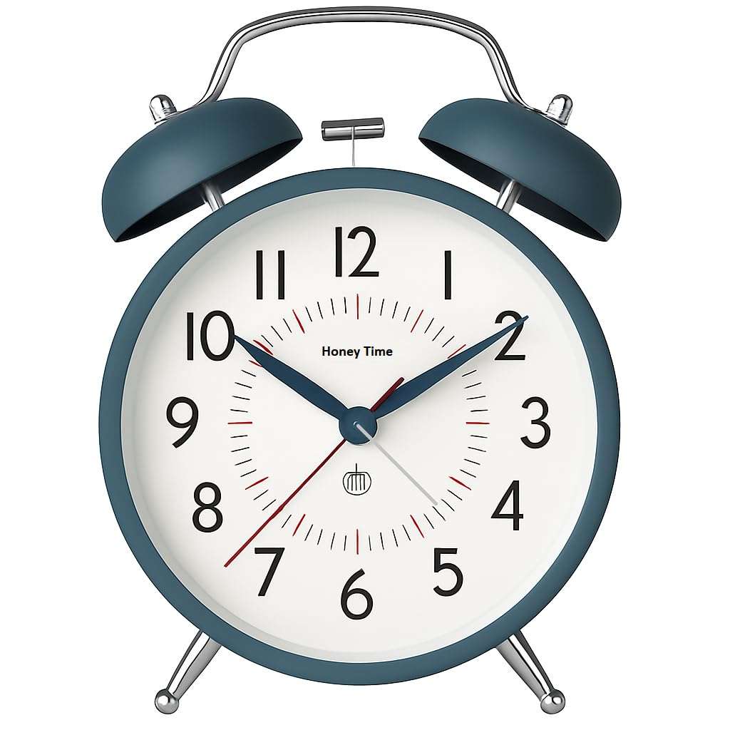 CBK Analog Alarm Clock for Heavy Sleepers Loud Clock for Adults,Metal 4.5 Inches Twin Bell Table Clock with Backlight Alarm Clocks for Students Decoration Bedroom/Office(Metalic Green Big) 1