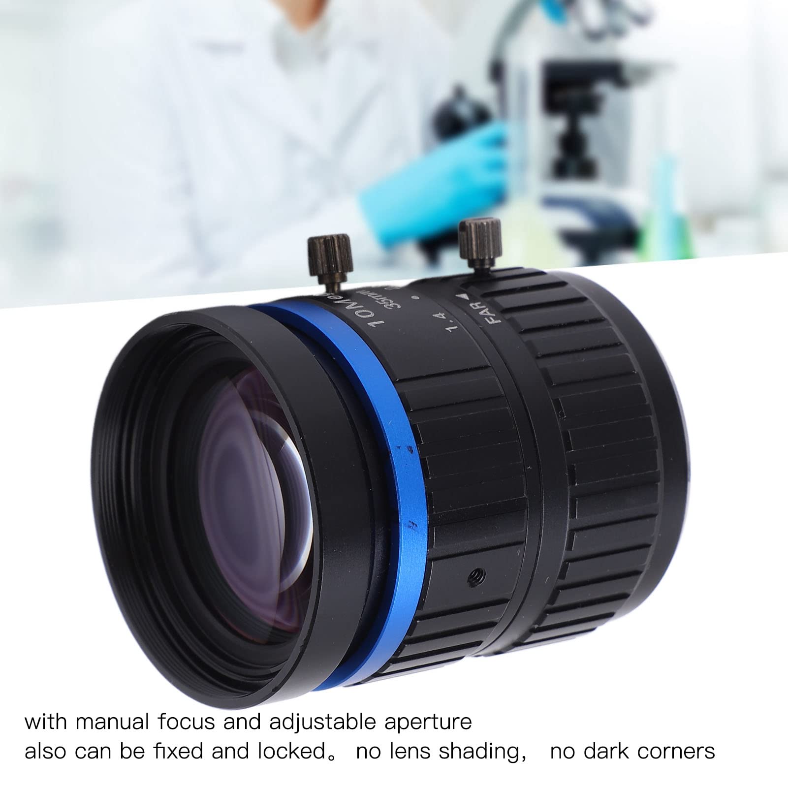 10MP C Mount Lens, 35mm Length, Manual Iris Lens, Not Easy Distortion, Pictures for Industrial Camera, Manual Focus and Adjustable Aperture, Easy Installation 4