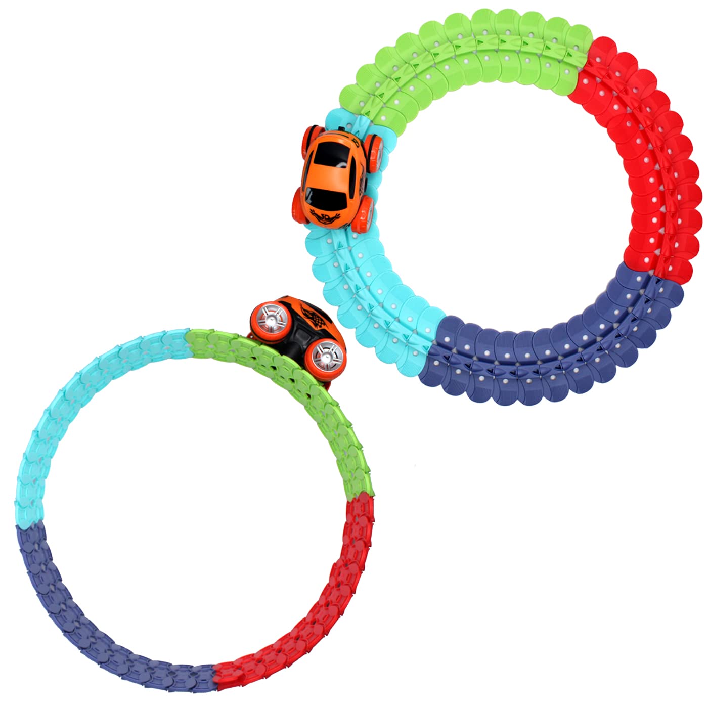 MAjik Changeable Track Durable Flexible Assembled Track Car Creative Light-Up Race Car with LED Different Carshells Interchangeable Toy for Kids Boys Girls 6