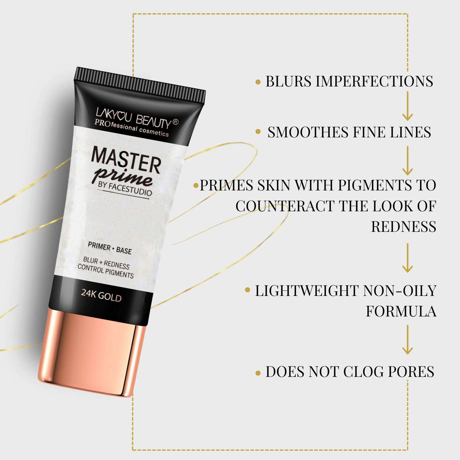 Lakyou Beauty 24K Gold Master Primer Oil Free Formula Lightweight 30ml 4