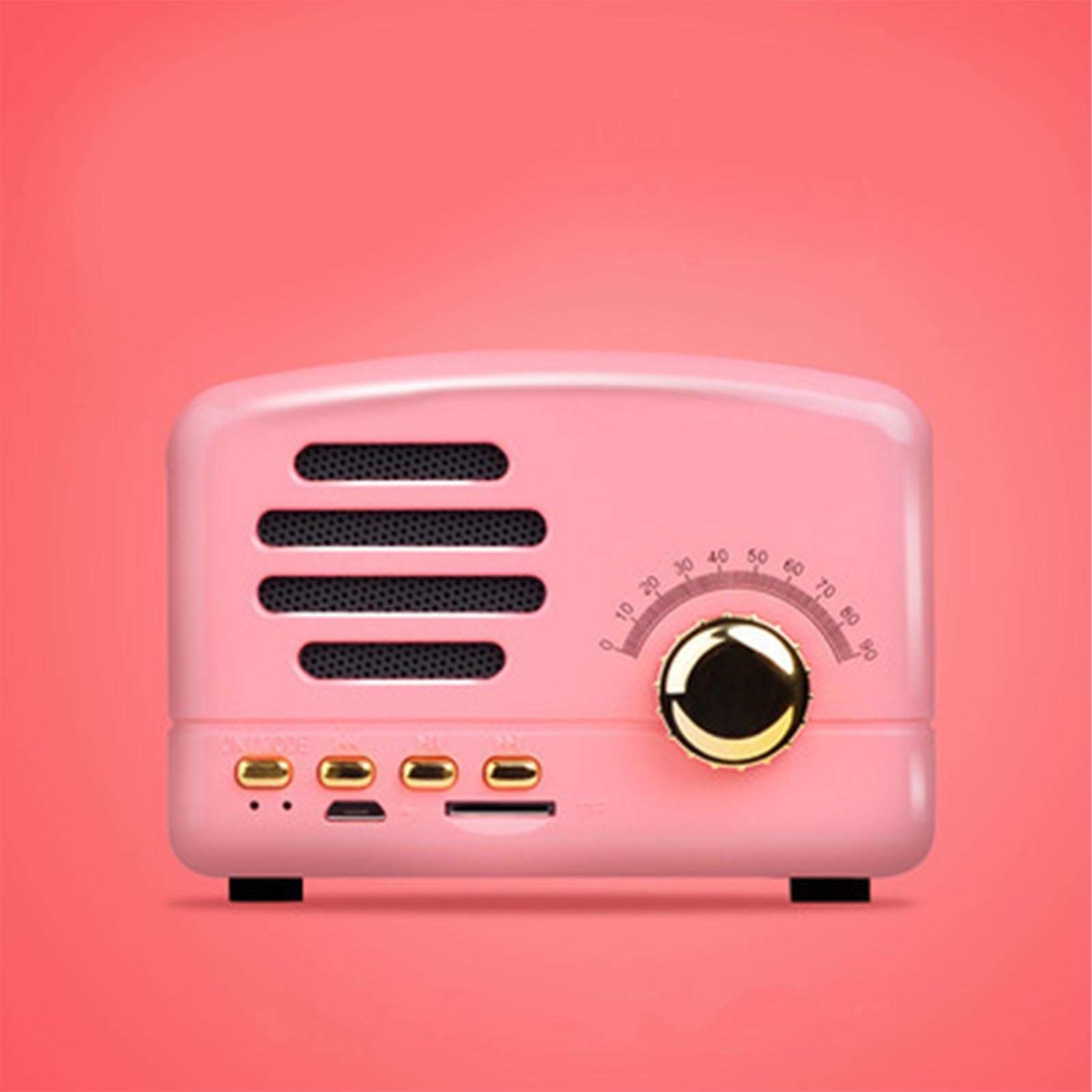 Retro Bluetooth Speaker, Vintage Decor Small Bluetooth Speaker, Powerful Bass Mini Wooden Radio for Kitchen Desk Bedroom Office Party Outdoor Plug in Card (Roseate) 6