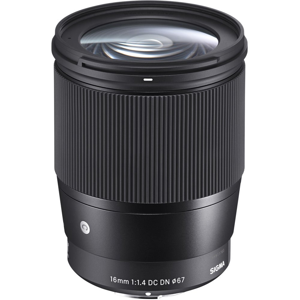 Sigma 16mm f/1.4 DC DN Contemporary Lens for Micro Four Thirds (402963) Bundle + Backpack + 64GB Card + Lens Case + Card Reader + 3 Piece Filter Kit + Cleaning Set + Flex Tripod + More 3