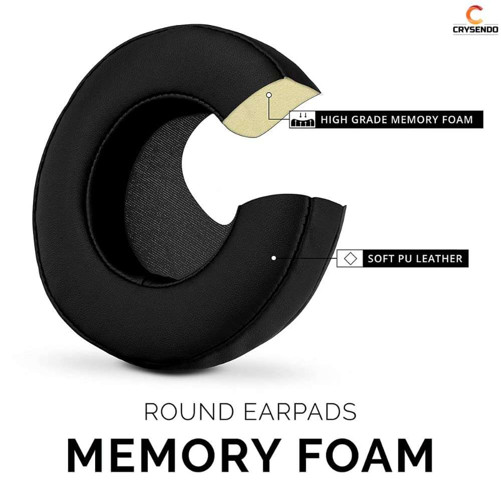 Crysendo Headphone Cushion Pad Compatible with Skulcandy Hesh 2 | 80mm Replacement Headset Ear Cushion Pads | Protein Leather & Memory Foam Headphone Ear Cushion Cover Earpads (Black) 5