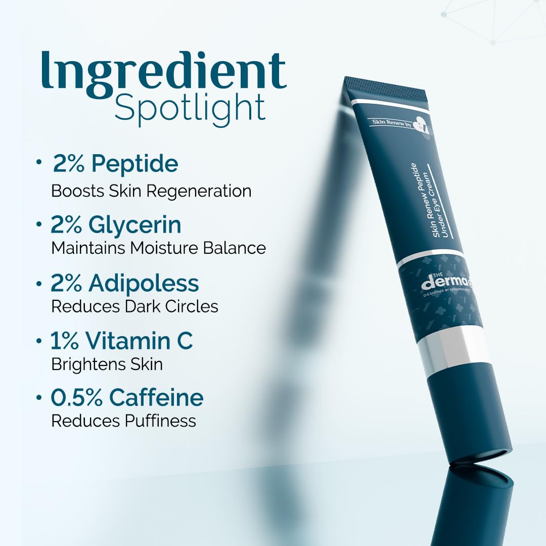 The Derma Co. Skin Renew Peptide Under Eye Cream | Brightens Undereye | Reduces Dark Circles, Wrinkles, Fine Lines & Puffy Eyes With Metal Applicator | Boosts Skin Renewal - 15 ml 5