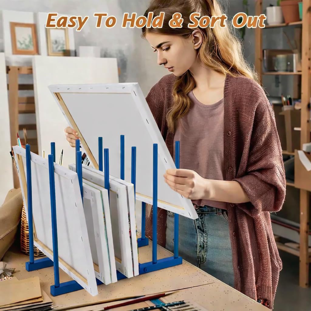 OGFC 57102 Art Storage Rack Painting Canvas, Metal Drawing Storage SHELF for Canvas Frame Organizing/Drawing Board (Blue) STAND 3