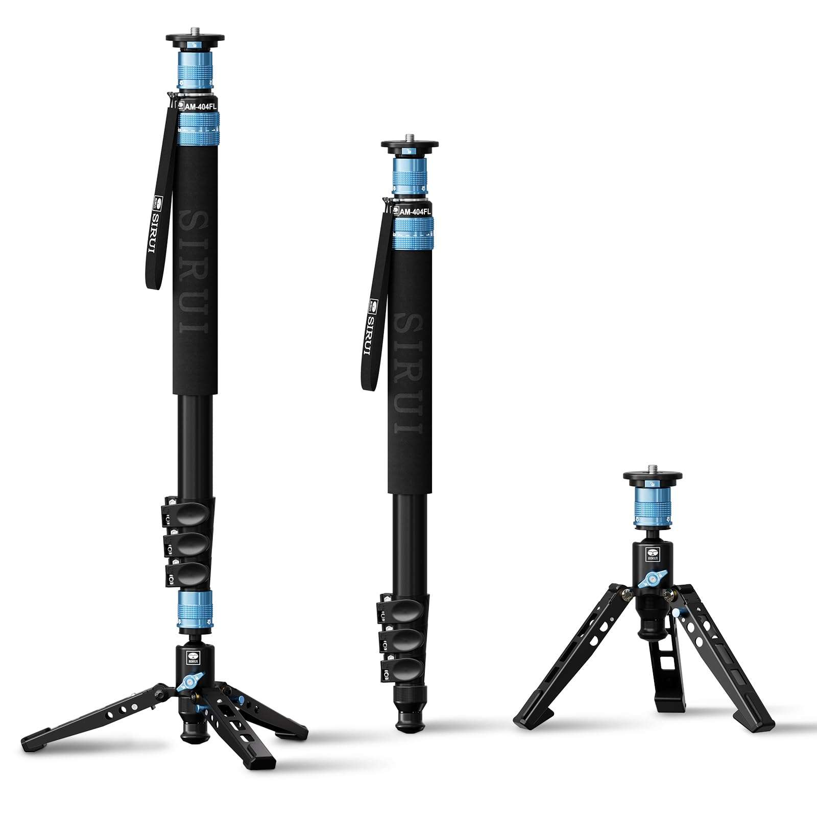SIRUI AM-404FL Camera Monopod with Feet, 74.8 Inch Aluminum Video Monopod with Removable Base, Slim and Lightweight, Max Load 26.4lbs, 360°Panorama Panning, 4-Section for Canon Nikon Sony 1