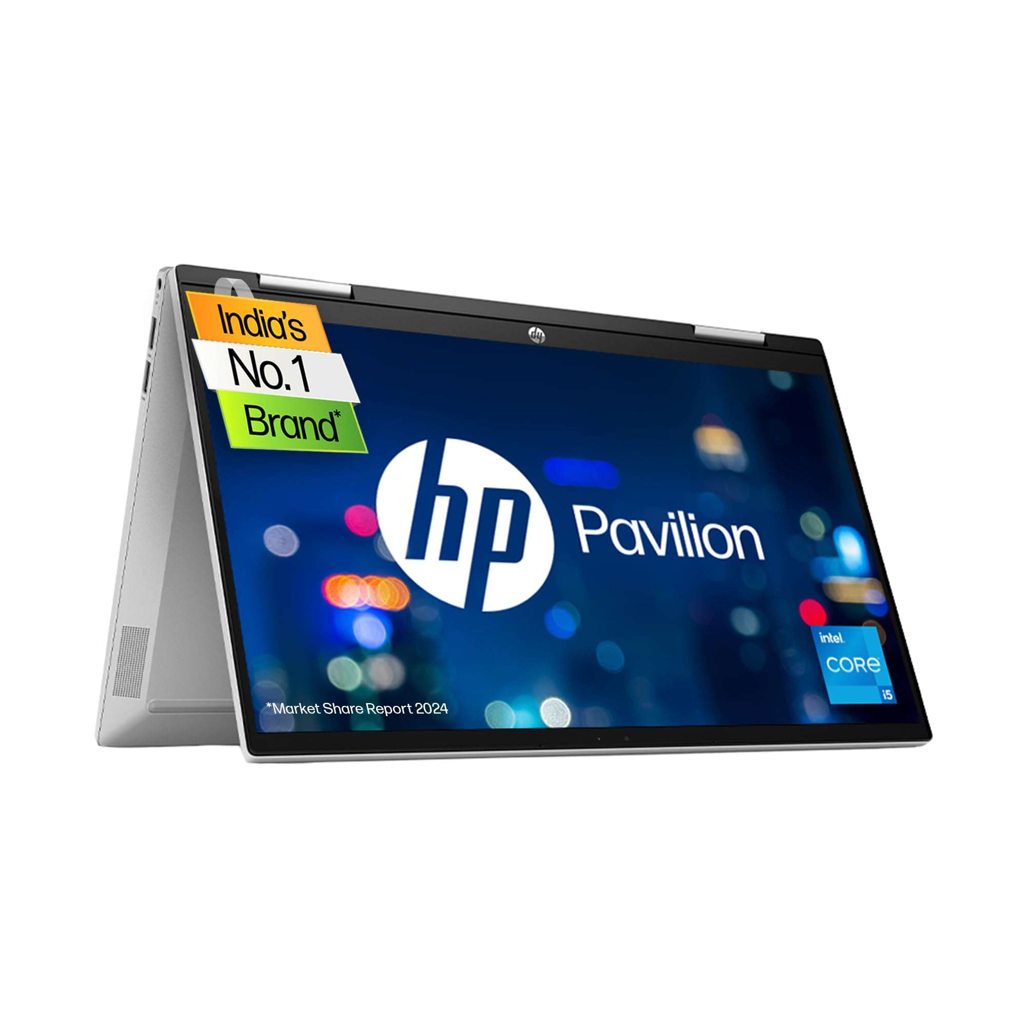 HP Pavilion x360, 11th Gen Intel Core i5-1155G7, 14-inch (35.6 cm), FHD, 16GB DDR4, 512GB SSD, Intel Iris Xe graphics, FPR, Backlit KB, Audio by B&O (Win 11, MSO 2019, Silver, 1.52 kg), dy1048TU 1