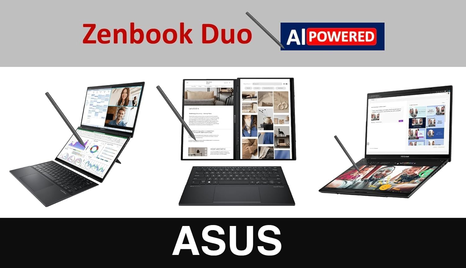 ASUS Zenbook Duo ux8406 AI Powered 2-in-1 Laptop 14.0" Touchscreen OLED 3K 120Hz Display (Intel Ultra 9-285H, 32GB LPDDR5X, 2TB PCIe SSD, Backlit KB, Active Pen, Win 11 Home) w/DKZ USB Port Expander 3