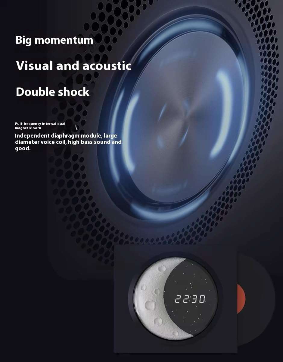 WUKBTY Gift for Birthday Christmas Valentine’s Day Portable Wireless Speaker with Moon Phase Clock, Vinyl Record Player (Black) 4