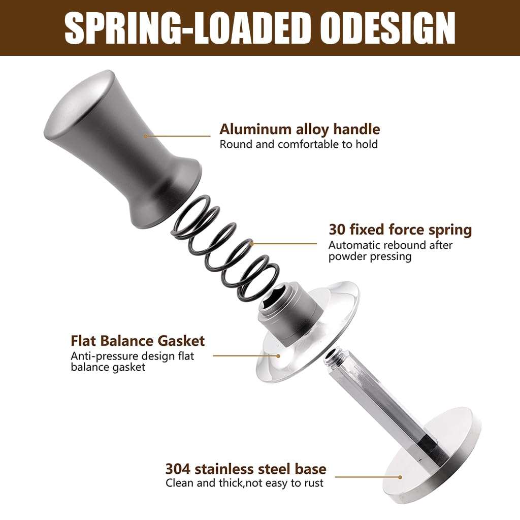 Supvox® Espresso Tamper 51mm Spring-Loaded Coffee Tamper with Consistent Pressure for Balanced Tamping, Stainless Steel Base & Ergonomic Handle for Barista Espresso Machine 5