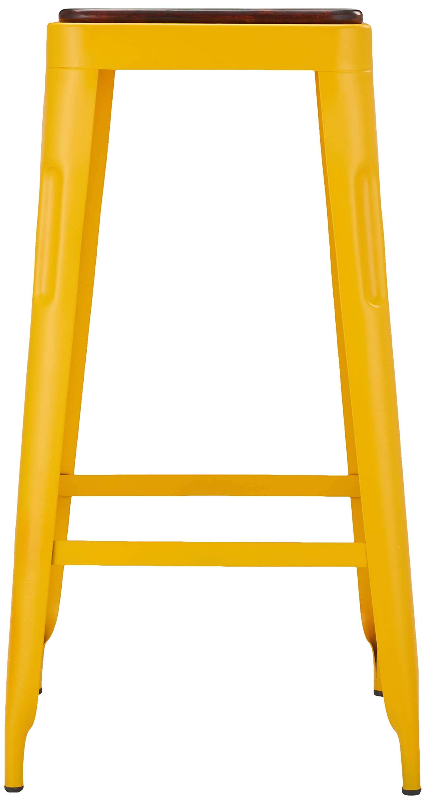 Amazon Brand - Solimo Demmitt Iron 1 Seater Stool with a Wooden Top (Yellow Finish) (Pack of 2) 6