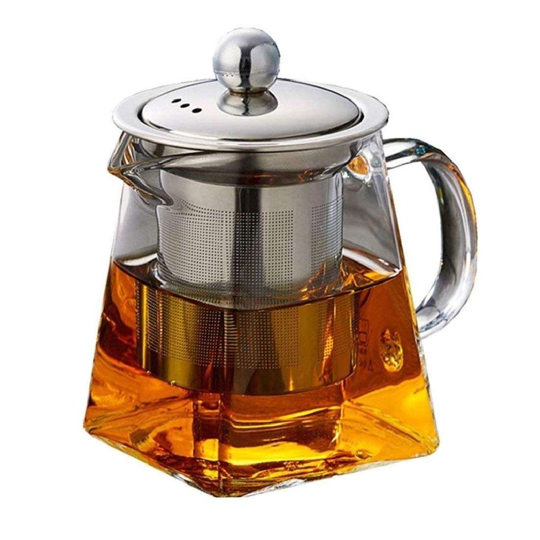 Octavius | Pyramid Shape Borosilicate Glass Tea Pot with Infuser - 720 Ml | Removable Infuser & Lid | Heat Resistant | Green Tea Maker | Loose Leaf Tea Maker | Ideal for 4 Cups 1