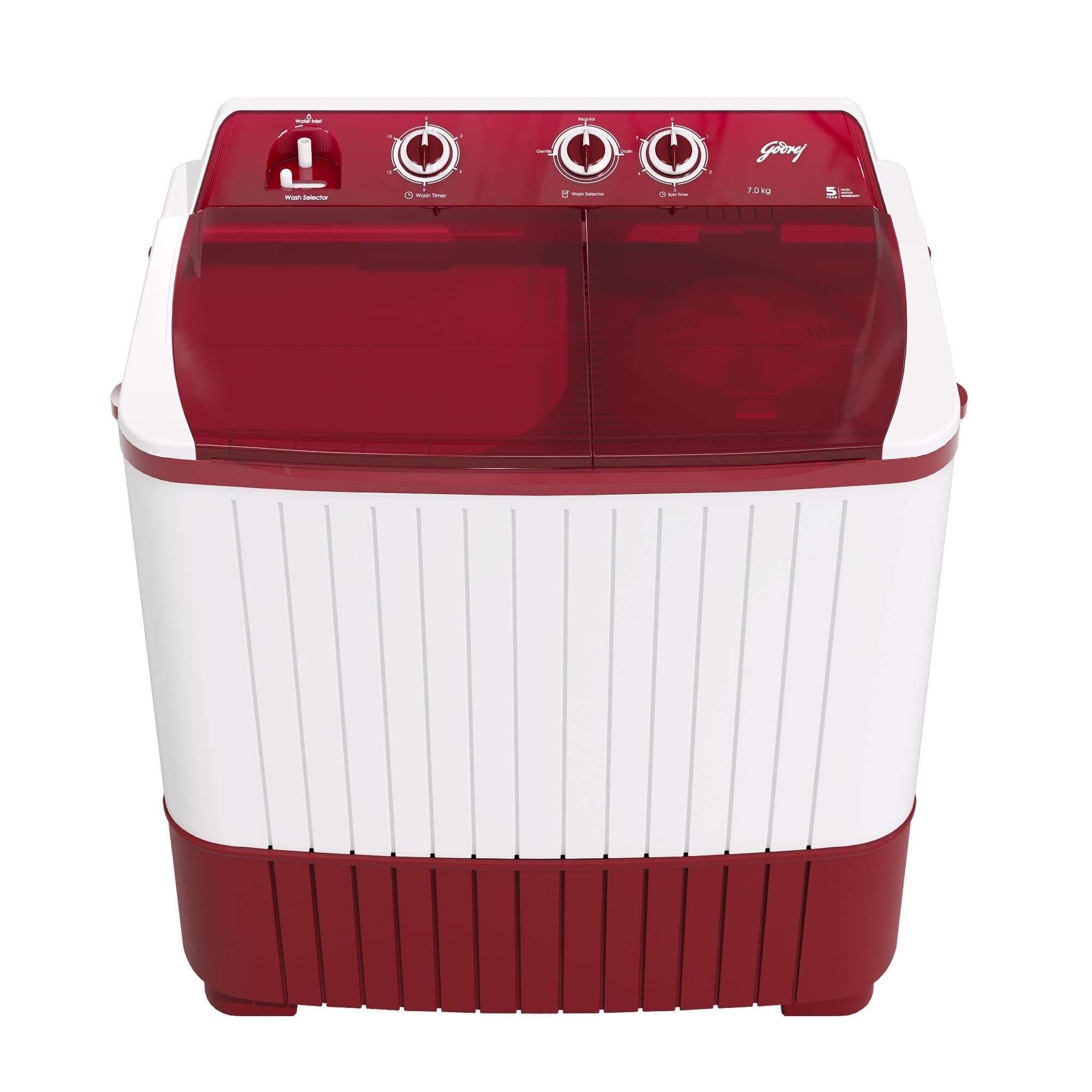 Godrej 7 Kg 5 star Semi-Automatic Top Loading Washing Machine (WSAXIS DX 70 5.0 SN2 T WNRD, Wine Red, 100% rust proof poly propylene body) 1